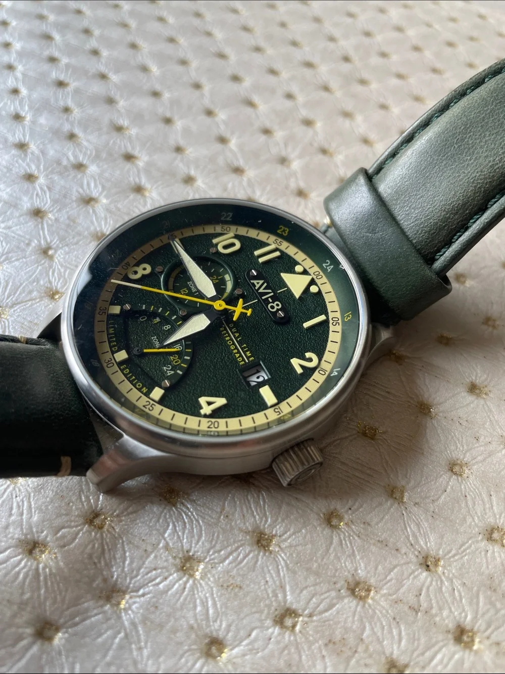 Men's Green Pilot Chronograph Watch